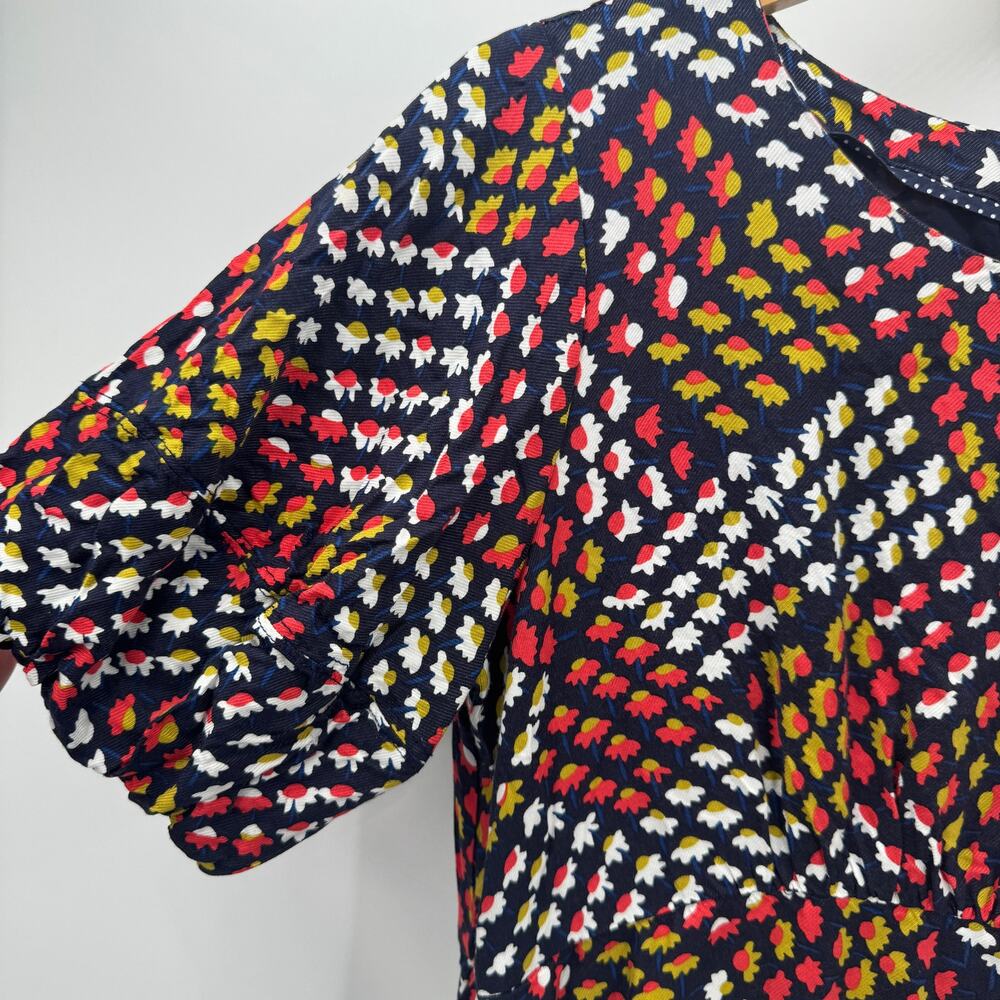 Maeve Navy Multicolor Abstract Dot Short Sleeve Dress 10P - Picture 8 of 11
